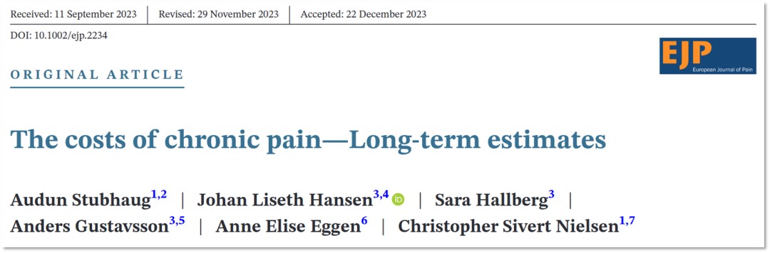 EJP研究，慢性疼痛的年成本可能高达GDP的4%